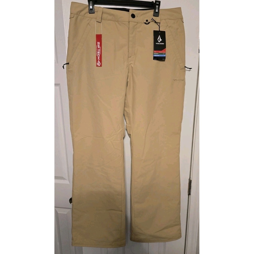 Womens Volcom Frochickie Ski Snow Pants Size XL Insulated Water Resist Beige NWT
